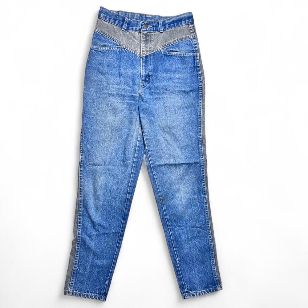 Sunset Blues Chic Vintage 70s USA made Panel Denim Bareback Jeans 25”